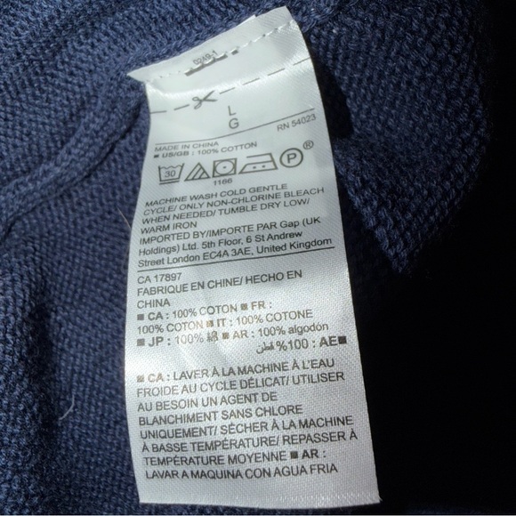 Gap Men’s Sweater Size L Navy Red Fair Isle Pattern 100% Cotton Crewneck Preppy - Picture 10 of 11